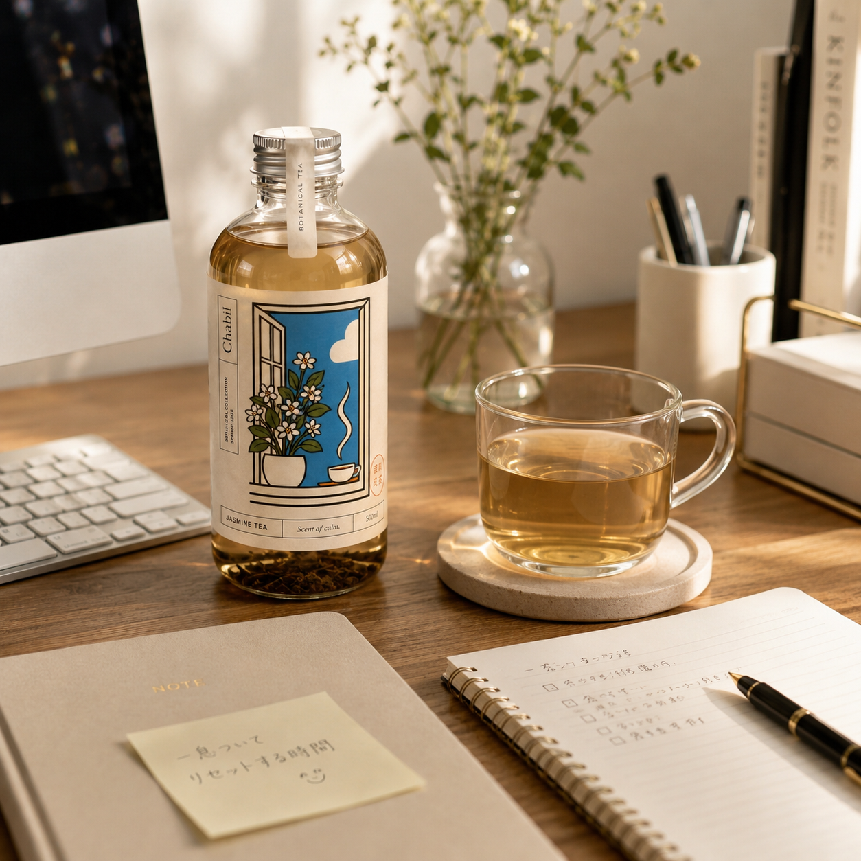 オフィスでリフレッシュするコールドブリューティ